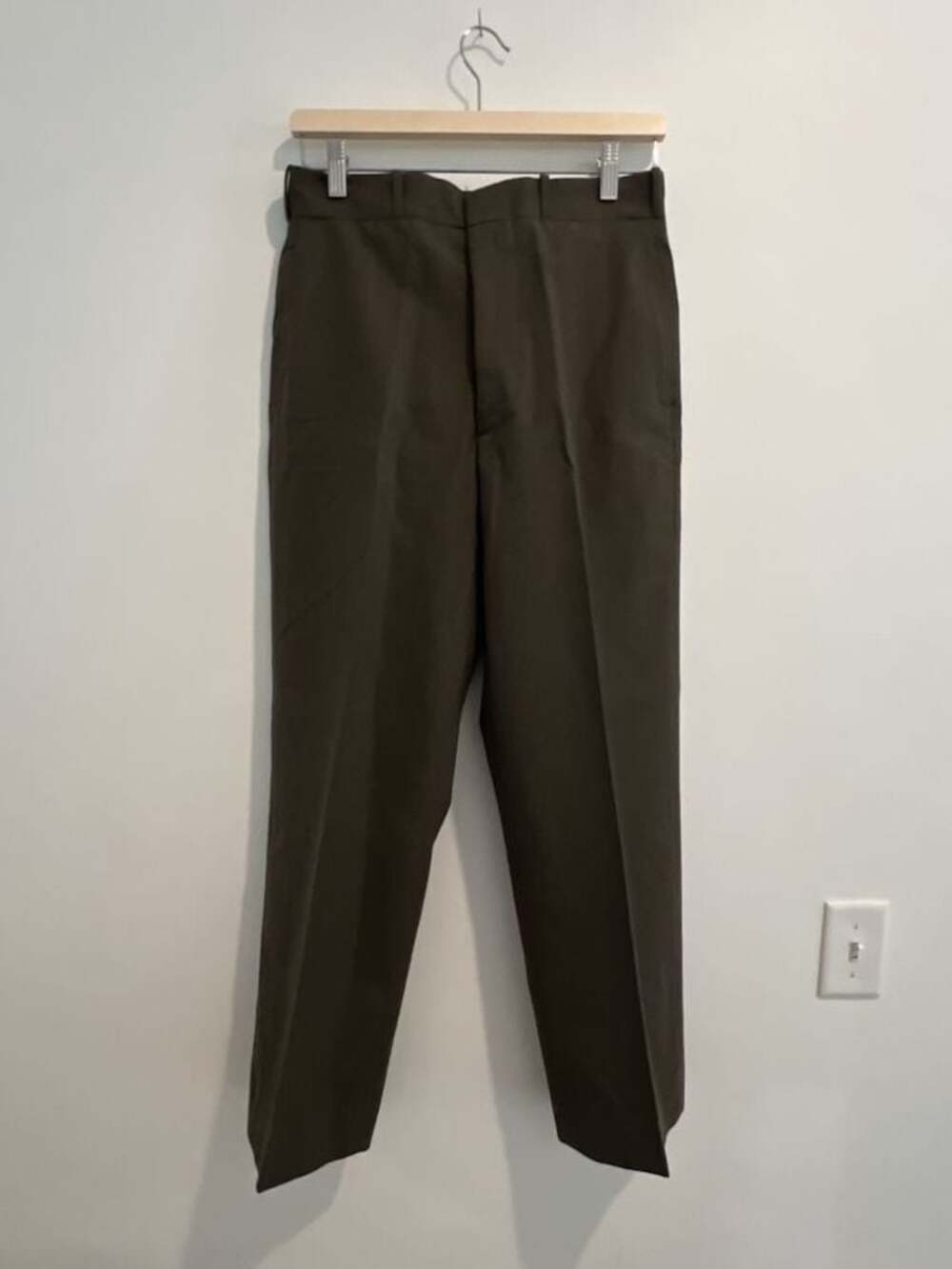 Vintage European Army Military Green Tailored Uniform Pleated Trousers